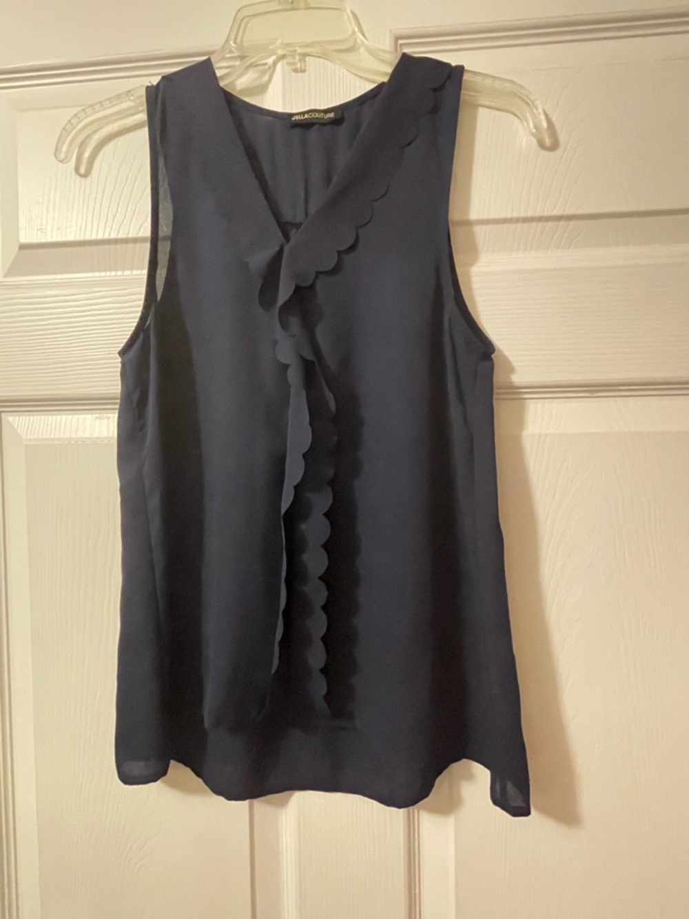 Navy Scalloped-Trim Sleeveless Camisole
